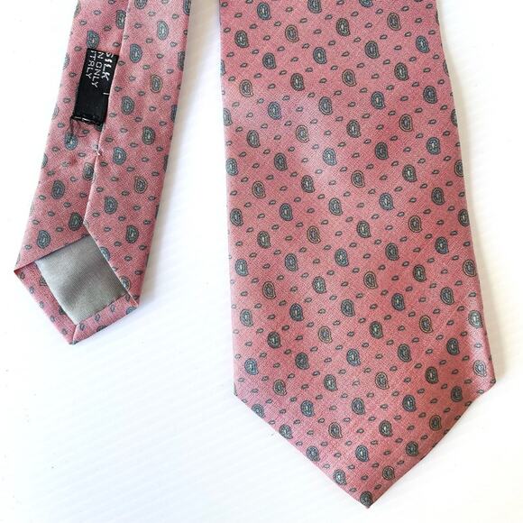 Italian Silk Neck Tie Marina Di Carrara Pink Paisley Preppy Collegiate - Picture 5 of 7